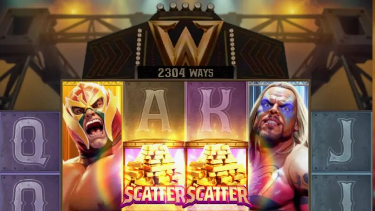 Tampilan arena gulat dalam slot Reel Royale Showdown